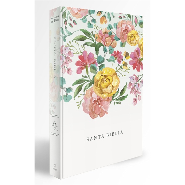 Biblia RVR1960 Nombres De Dios Tapa Dura Flores Naranjas Manual 10.5pt PJR