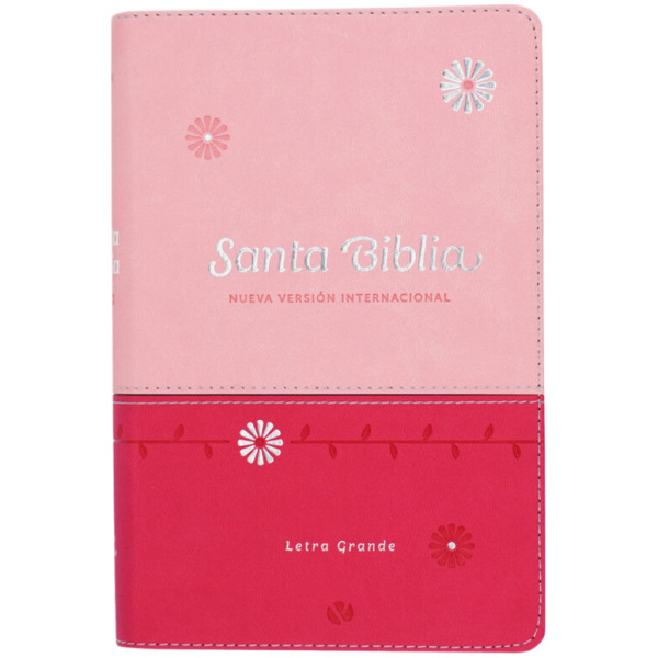 Biblia NVI Letra Grande Manual Rosa 11pt cuero italiano