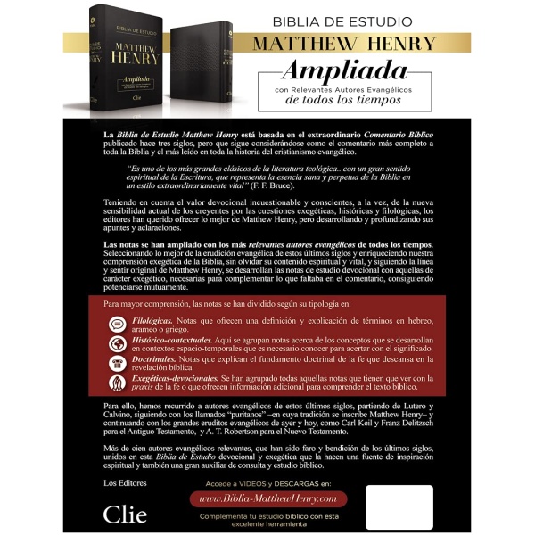 Biblia RVR1977 de Estudio Matthew Henry Leathersoft Negro - Image 2