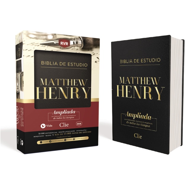 Biblia RVR1977 de Estudio Matthew Henry Leathersoft Negro