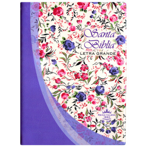 Biblia letra grande rvr042clg Violeta con flores