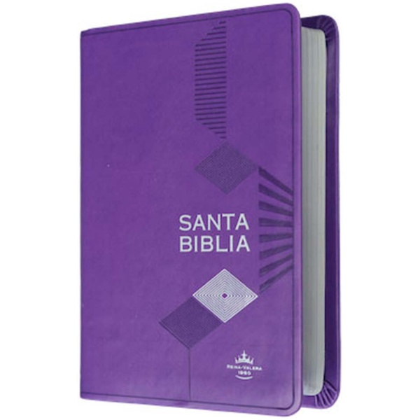 Biblia RVR1960 Tamaño Mediana Pasta im. Piel Morada