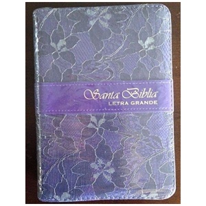 Biblia letra grande lila RVR60 con índice con cierre