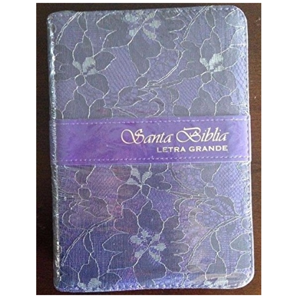 Biblia letra grande lila RVR60 con índice con cierre