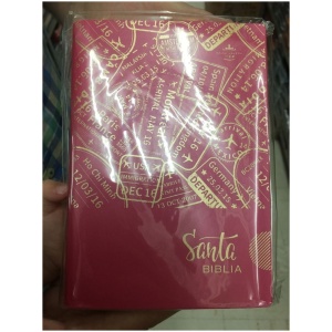 Biblia Chica Rvr1960 Vinil Rosa Troquelada Canto Rosa