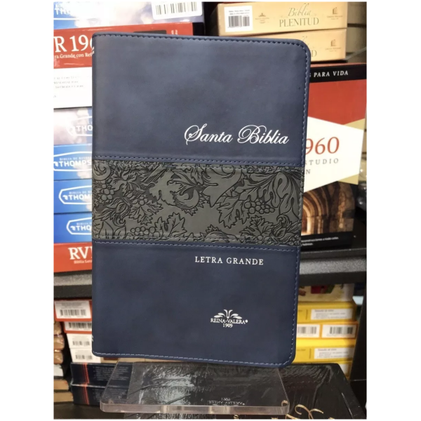 Biblia Mediana Letra 12 Pts Rvr1909 Imitación Piel Azul