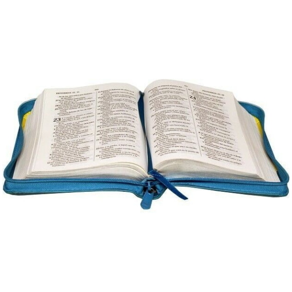 Biblia Chica Corazón Cierre Rvr1960 Imit Piel Amarillo/celes - Image 2