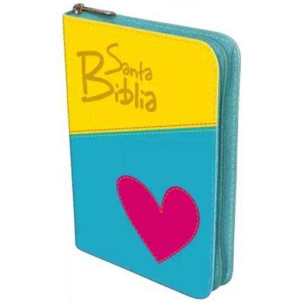Biblia Chica Corazón Cierre Rvr1960 Imit Piel Amarillo/celes