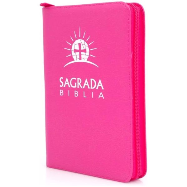 Biblia Mediana Dhh Imitación Piel Rosa Con Cierre