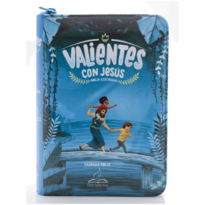 Biblia Valientes Con Jesús, Chica Dhh Vinil Azul Con Cierre