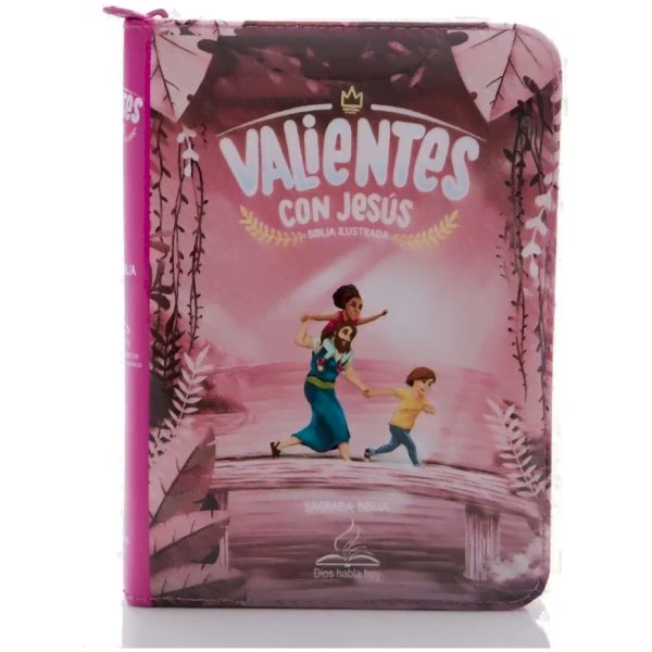 Biblia Valientes Con Jesús, Chica Dhh Vinil Rosa Con Cierre
