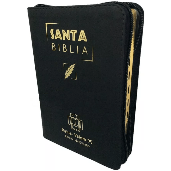 Biblia De Estudio Mediana Rvr1995 Imit Piel Negro Con Índice