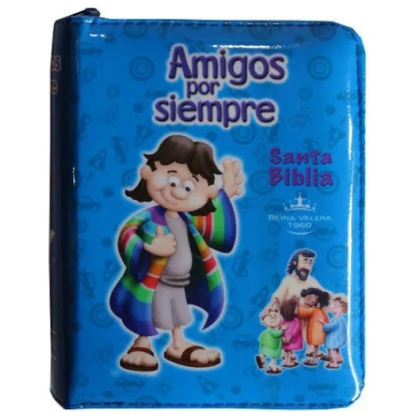 Biblia Bolsillo Amigos Por Siempre Rvr1960 Vinil Azul Cierre