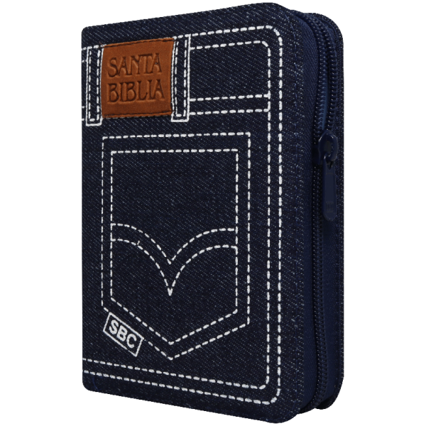Biblia RVR1960 Bolsillo Jeans Azul Cierre canto azul - Image 4