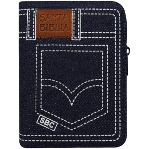 Biblia RVR1960 Bolsillo Jeans Azul Cierre canto azul