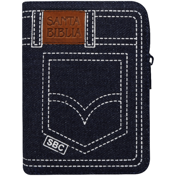 Biblia RVR1960 Bolsillo Jeans Azul Cierre canto azul