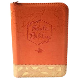 Biblia RVR1960 chica naranja beige con cierre QR RVR045cZLM PJR