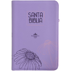 Biblia RVR1960 Mediana Letra Grande Cierre Lila girasol QR RVR065cZLG PJR