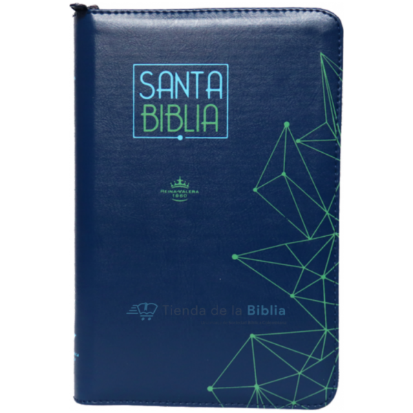 Biblia RVR1960 Mediana Letra Grande Azul Cierre