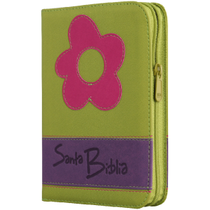 Biblia RVR1960 chica aplicacion flor verde lila RVR046cZLM PJR