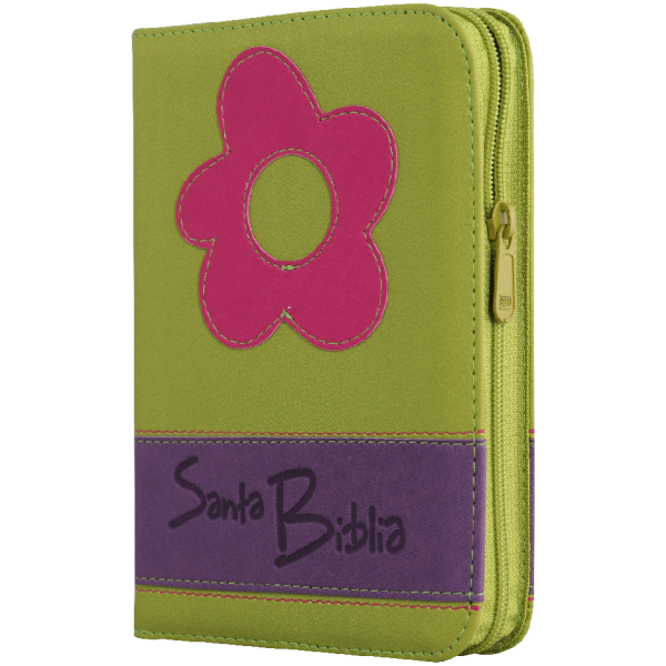 Biblia RVR1960 chica aplicacion flor verde lila RVR046cZLM PJR