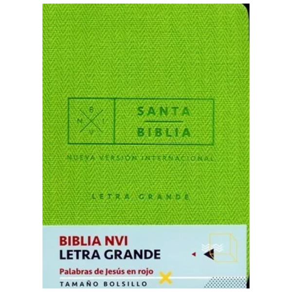 Biblia De Bolsillo Letra Grande Nvi, Verde, Imitación Piel