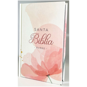 Biblia RVR1960 Letra Grande Tamaño Manual Tapa Dura Flor Rosa