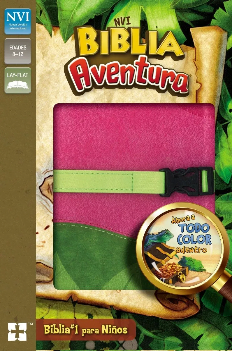Biblia Aventura Para Niñas Nvi Imitación Piel Fucsia Y Verde