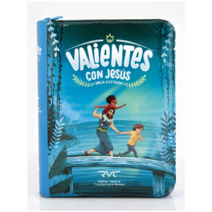 Biblia Bolsillo Valientes Con Jesús Rvc Vinil Azul, C/cierre