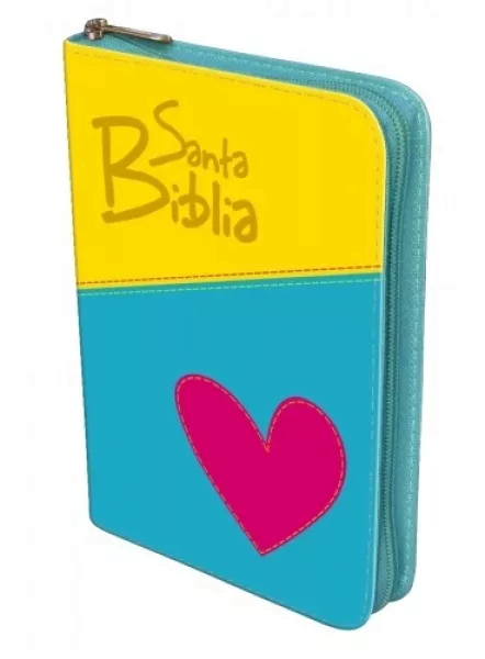 Biblia Chica Corazón Cierre Rvr1960 Imit Piel Amarillo/celes