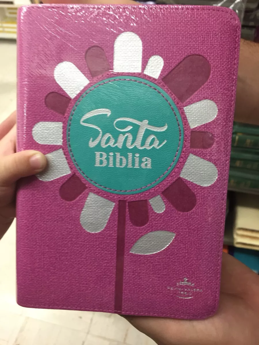 Biblia Chica Rvr1969, Imitación Piel Rosa Con Flor