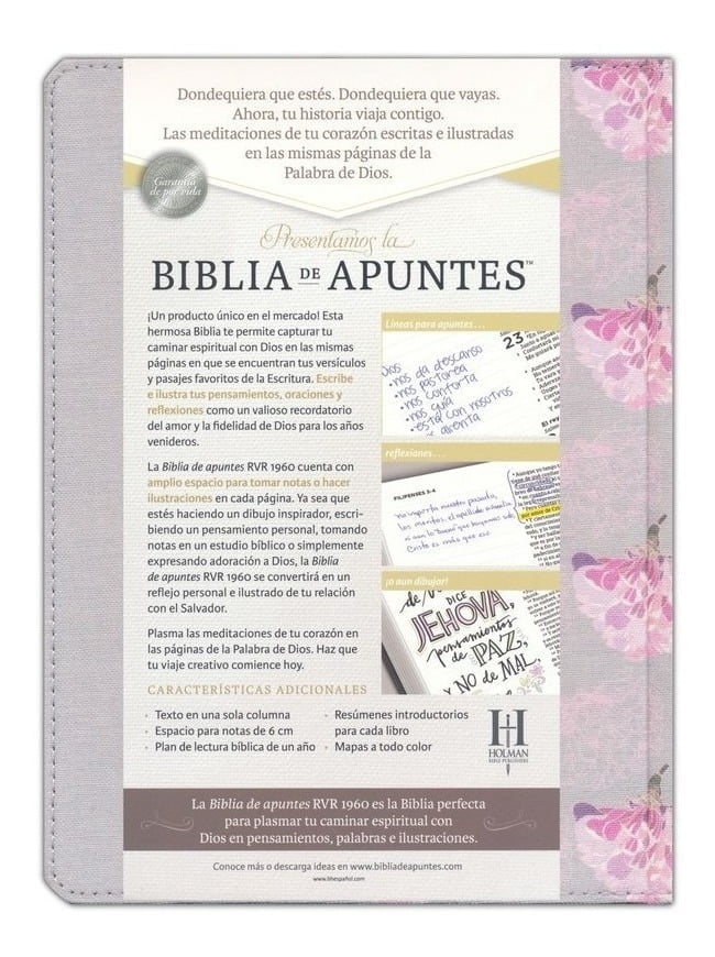  Biblia Reina Valera 1960 de apuntes gris y floreado , tela  impresa  RVR 1960 NoteTaking Bible, Grey and Pink, Cloth over Board  (Spanish Edition): 9781433650529: B&H Español Editorial Staff: Libros