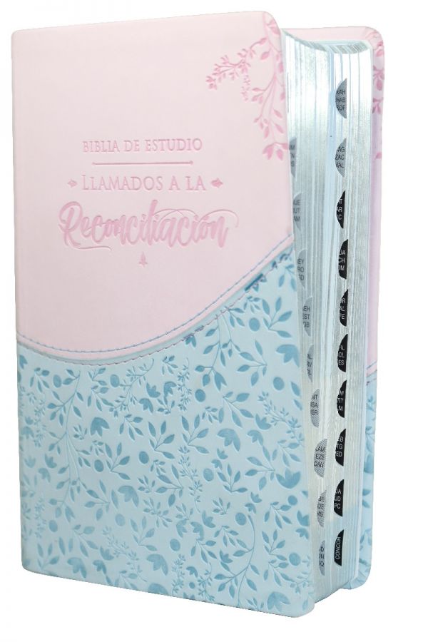 Biblia de Estudio Llamados a la Reconciliación RV1960 im piel rosa floral índice