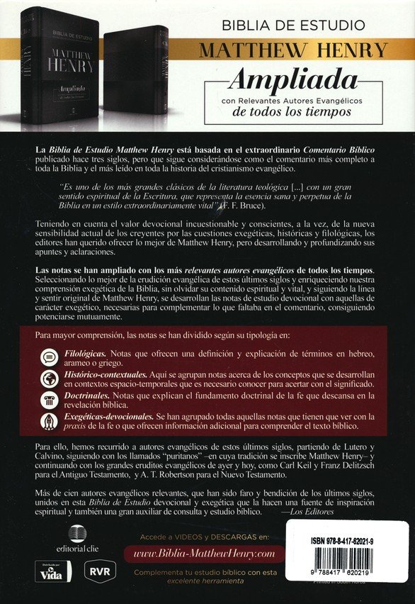 Biblia De Estudio Matthew Henry Piel Negra índice