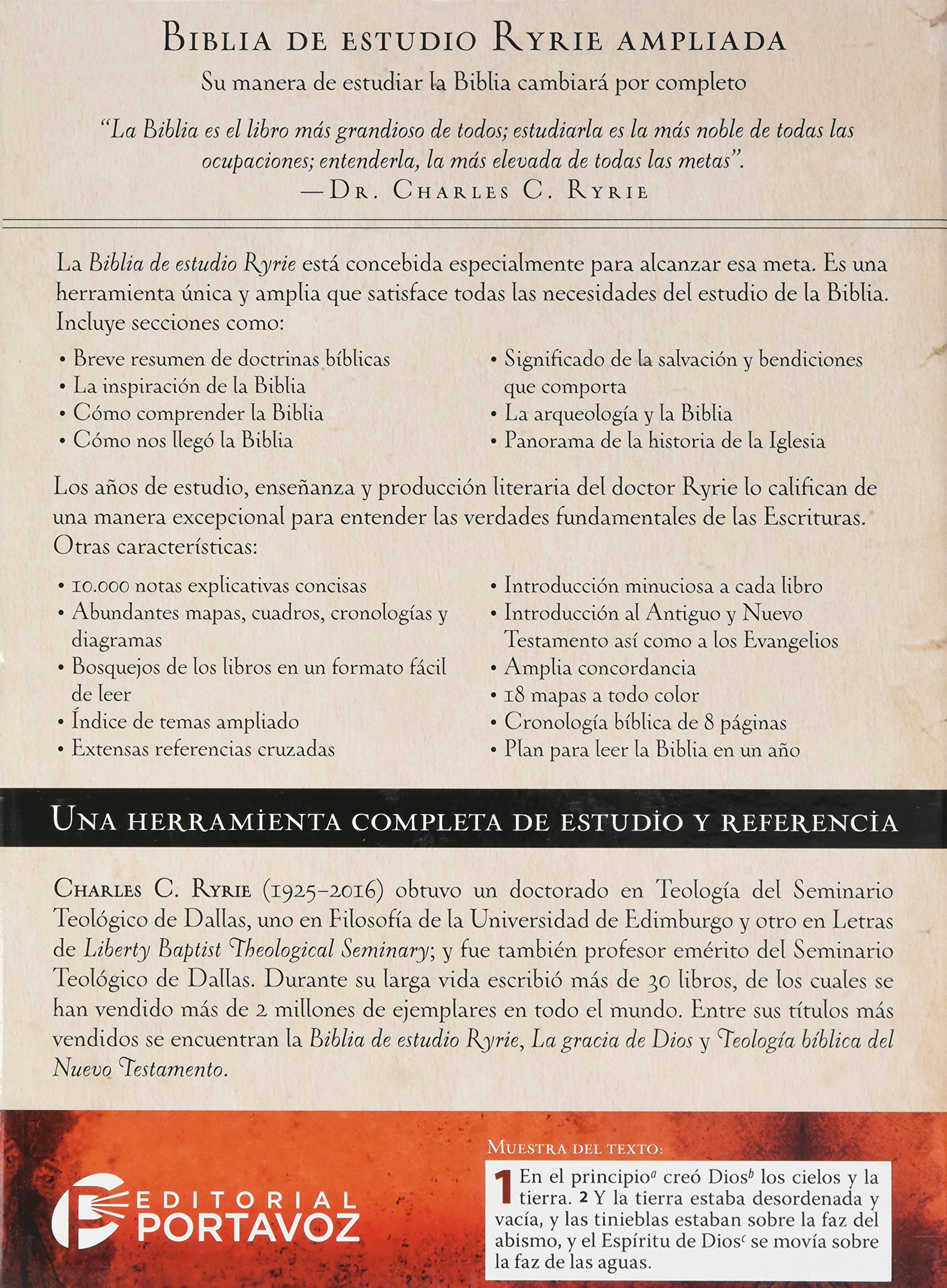 Biblia de Estudio Ryrie Ampliada: Duotono Negro Con Índice