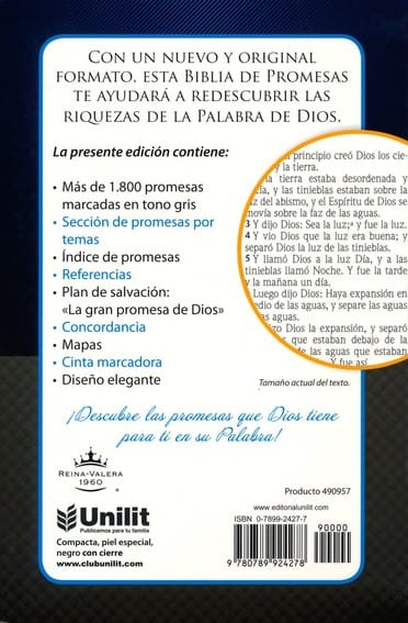 Biblia de Promesas Compacta Negra con Cierre