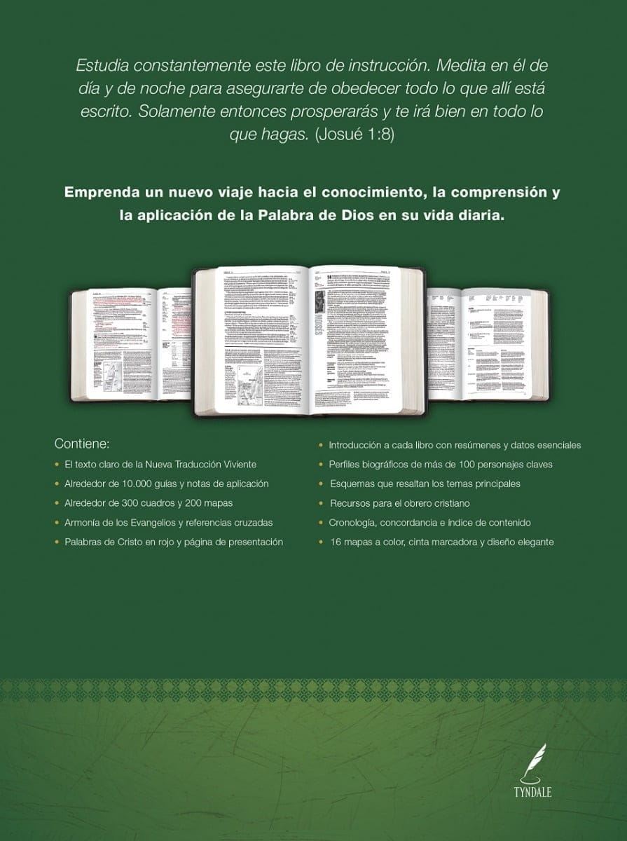 Biblia Edición Estudio Diario Vivir Ntv Imit Piel Gris/verde