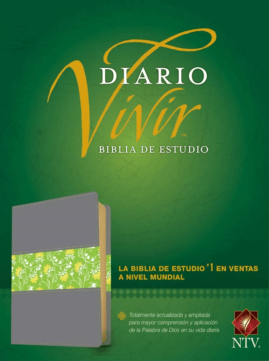 Biblia Edición Estudio Diario Vivir Ntv Imit Piel Gris/verde