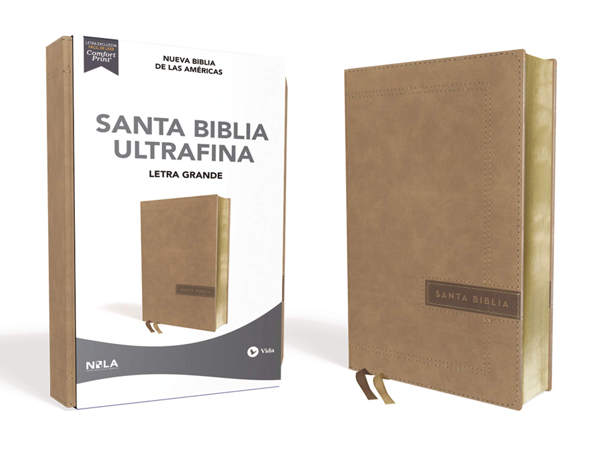 Biblia NBLA Ultrafina Letra Grande, Tamaño Manual, Leathersoft, Beige, Edición Letra Roja
