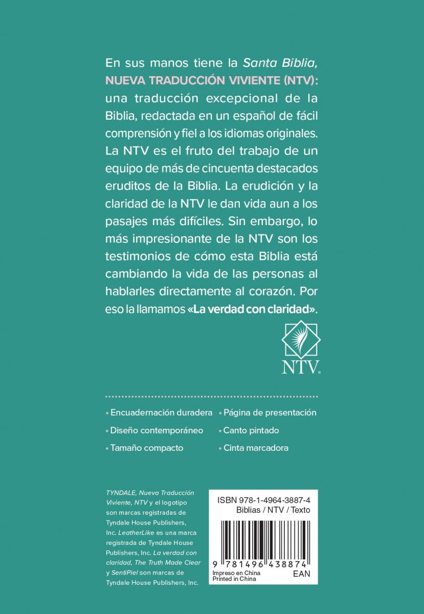 Biblia NTV Compacta Turquesa
