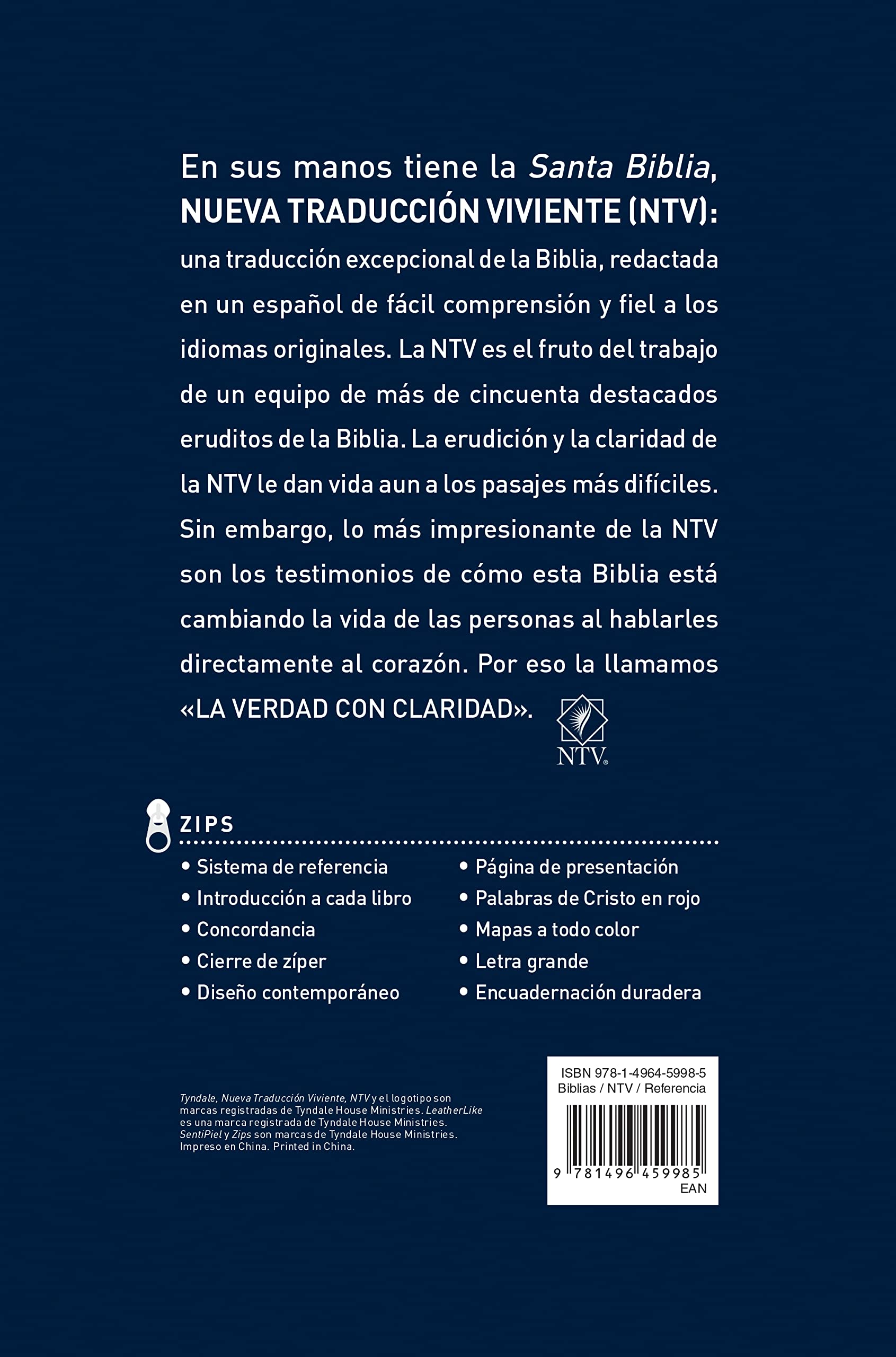 Biblia NTV Edición Zíper Con Referencias Letra Grande