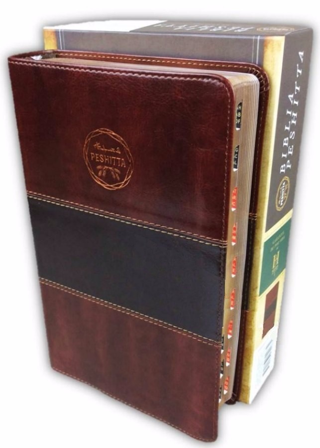 Biblia Peshitta, Caoba Duotono Símil Piel Con Índice