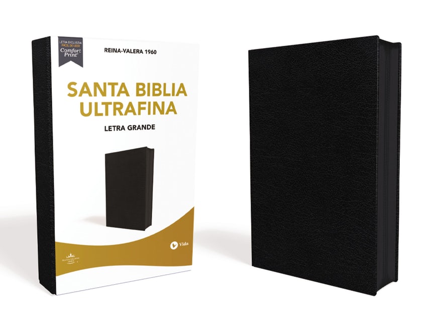 Biblia RV1960 Ultrafina Letra Grande Piel Fabricada Negro Cierre