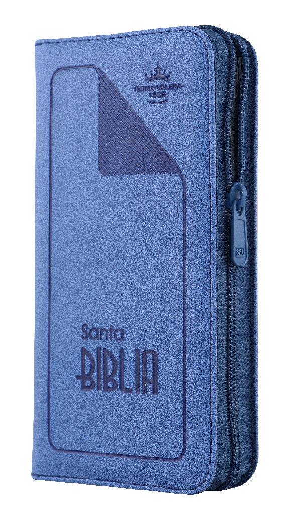 Biblia RVR1960 agenda azul oscuro canto plateado QR RVR35cZTI PJR