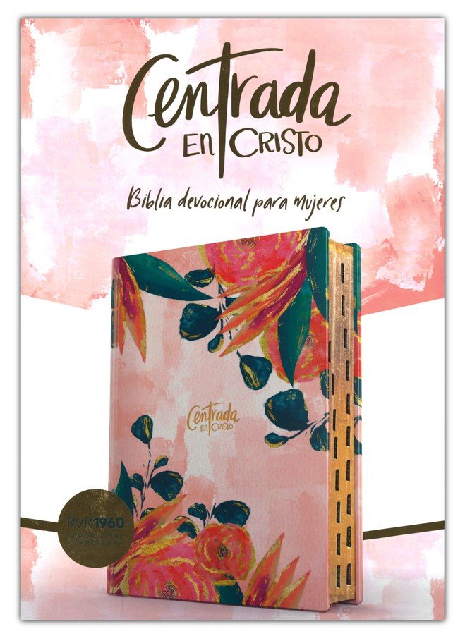 Biblia Rvr1960 Centrada En Cristo Floral Símil Piel Índice