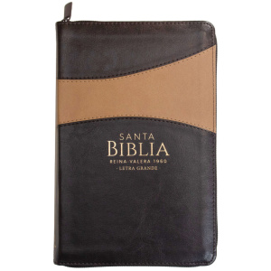 Biblia RVR1960 Clásica Letra Grande Café Y Beige Cierre