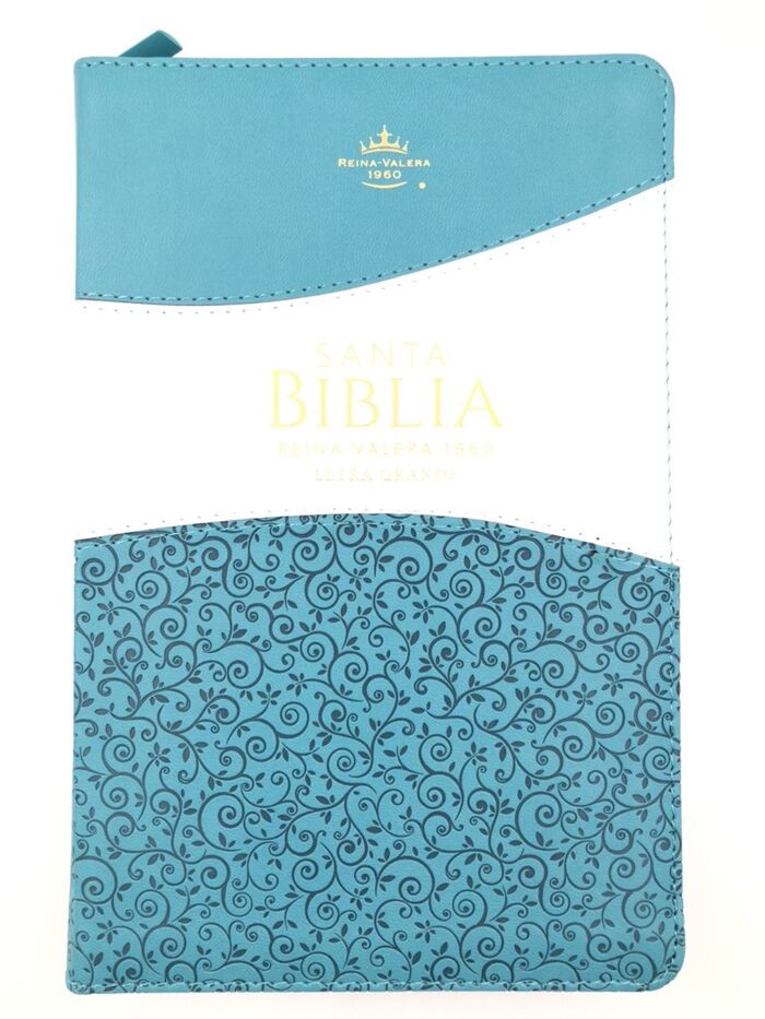 Biblia RVR1960 Clásica Turquesa Blanco