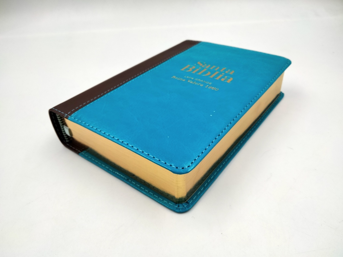 Biblia RVR1960 Compacta Turquesa Marrón 10pt 045LGPJR