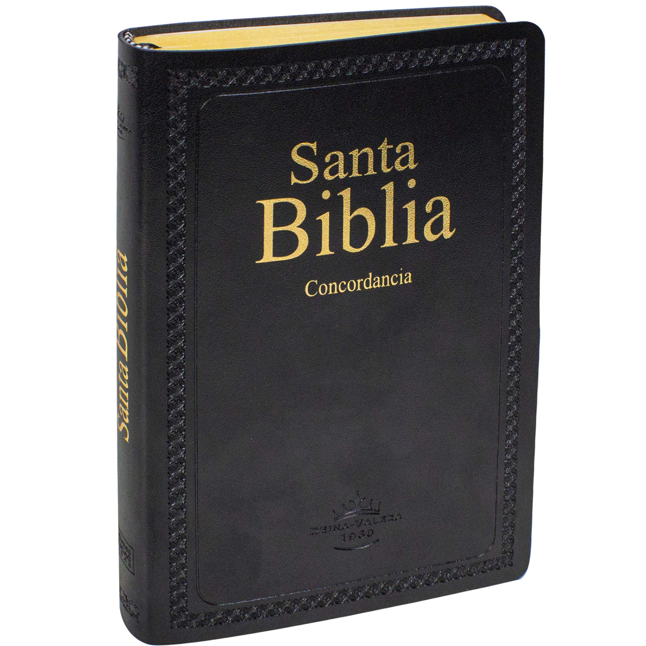 Biblia RVR1960 im piel suave negro concordancia canto amarillo