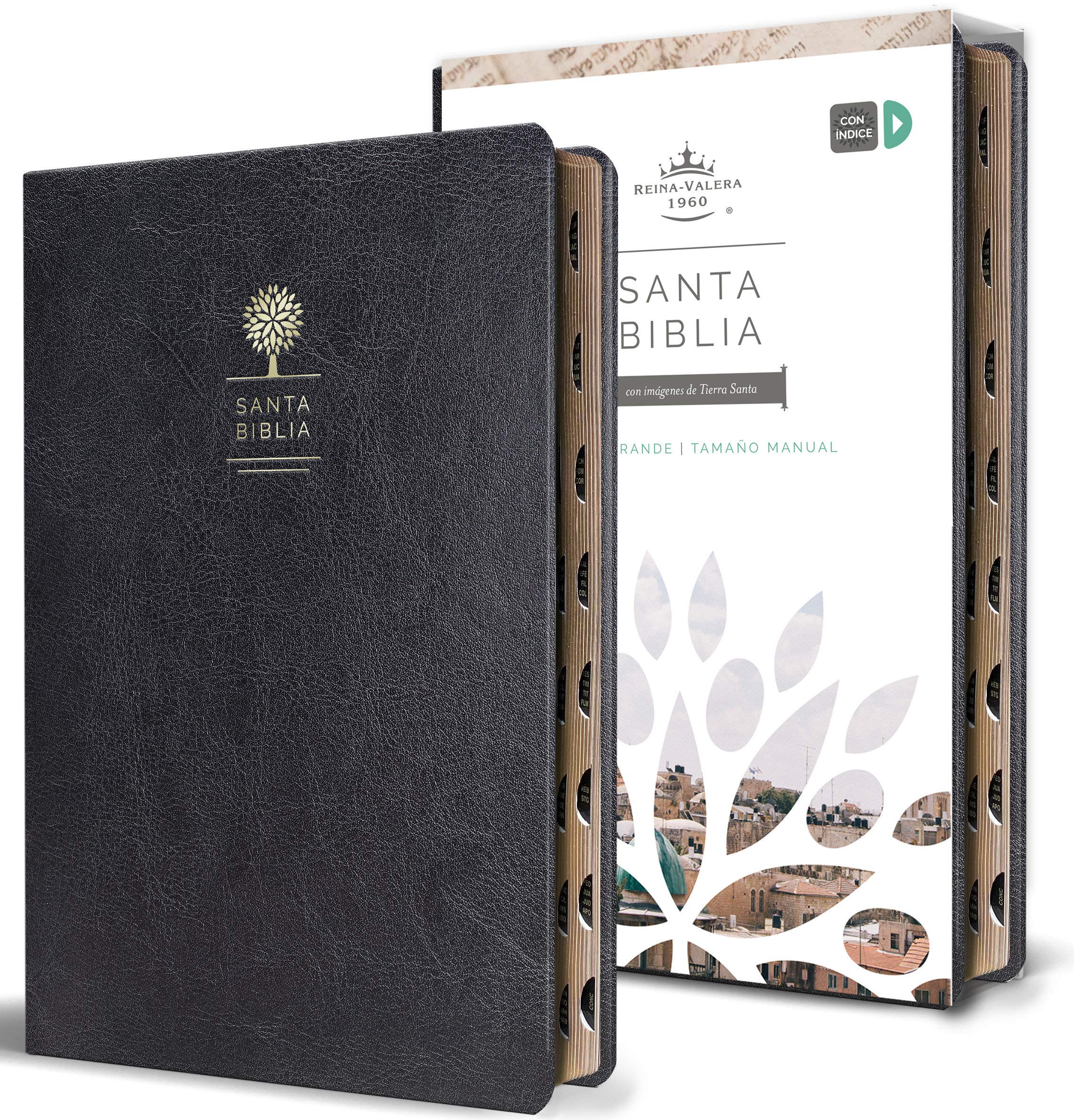 Biblia RVR1960 Letra Grande Símil Piel Negro Manual índice